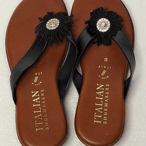 Black Italian Shoemaker Sandals Size 6